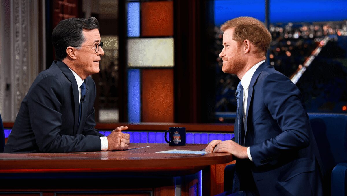 Prince Harry Interrupts Stephen Colbert’s Monologue, Jokes That He Wants to Star in a Hallmark Movie
